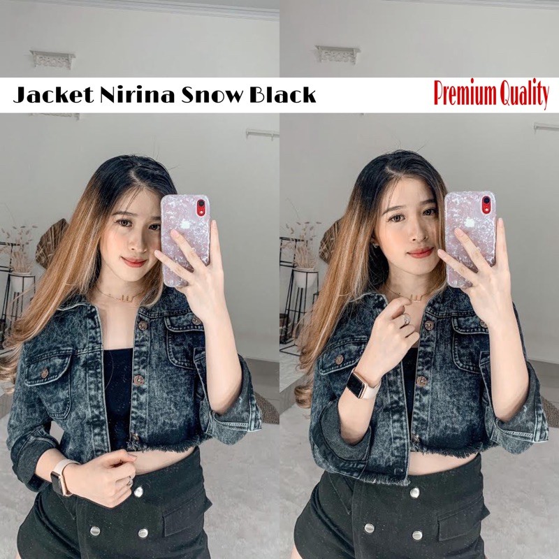 NIRINA CROP SNOWBLACK PROMO BAHAN DENIM L XL XXL