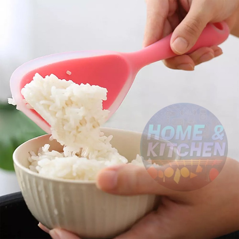 Sendok Nasi Silikon Rice Spoon Centong Silicone Transparent Tembus Transparan Paddle