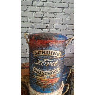 Kursi Tong Bahan Kaleng Metal Lapis Kulit Oscar Print Old Kursi Tong Bahan Kaleng Metal Lapis Kulit Oscar Print Old