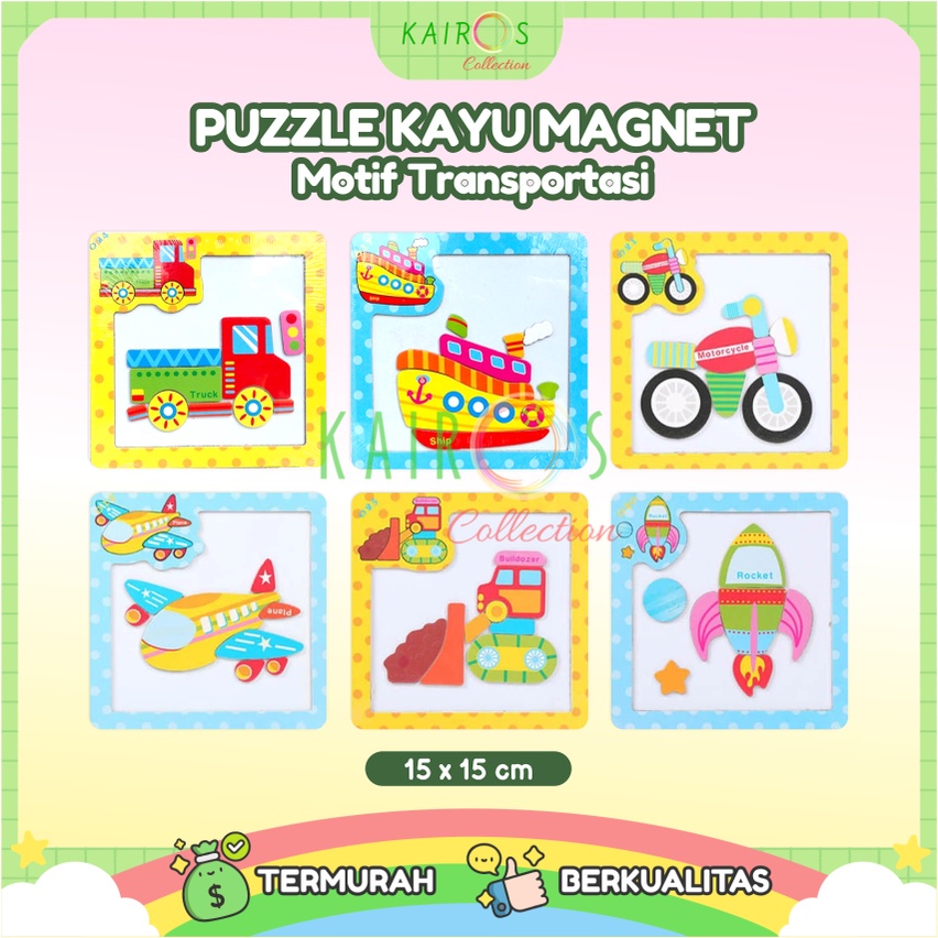 Puzzle Anak Magnet Kayu Transportasi