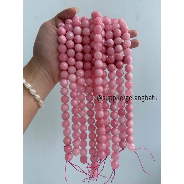 batu red borneo pink CUTTING 14mm banjar crystal stone healing serat