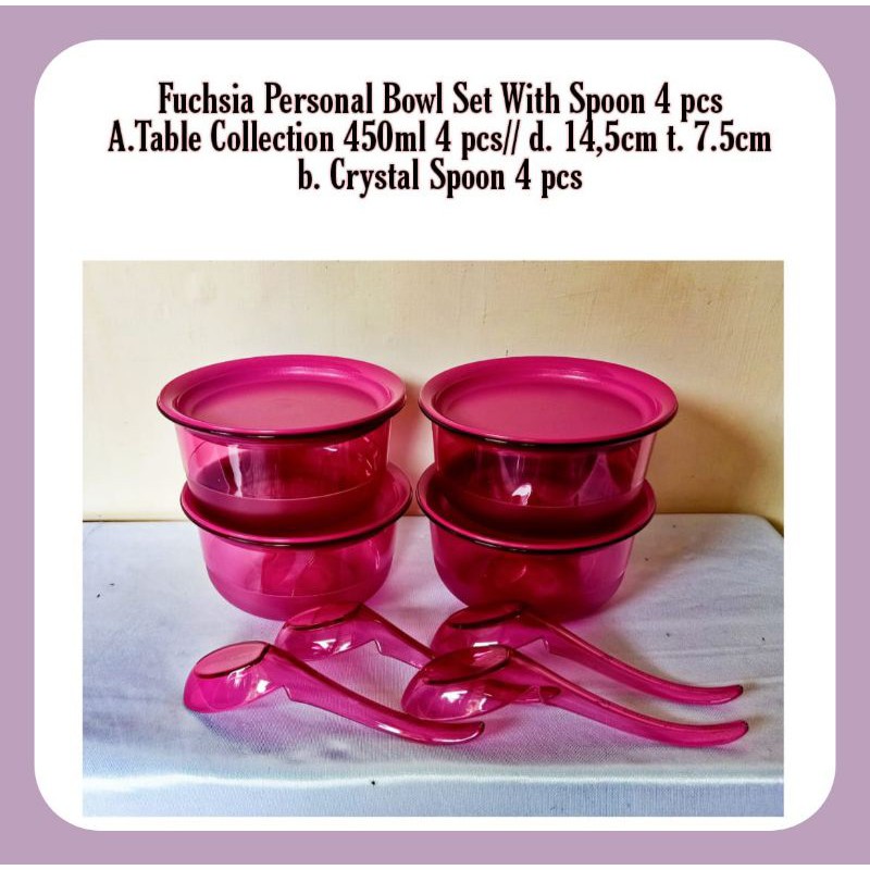 FuchsiaPersonal Bowl Set With Spoon 4 pcs