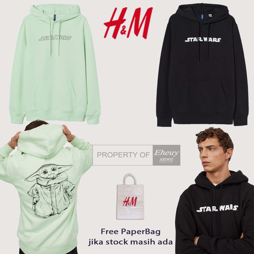 HOODIE H&amp;M STARWARS babyyoda Hoodie starwars hitam hoodie starwars h&amp;m hoodie starwars