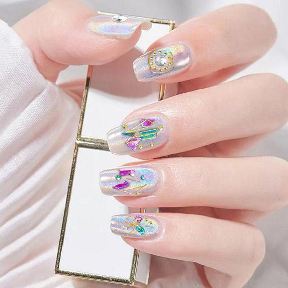 Mxbeauty Aurora Stiker Kuku Wanita Fashion Pola Tidak Teratur Flamingo Self Adhesive Nail Art Dekorasi