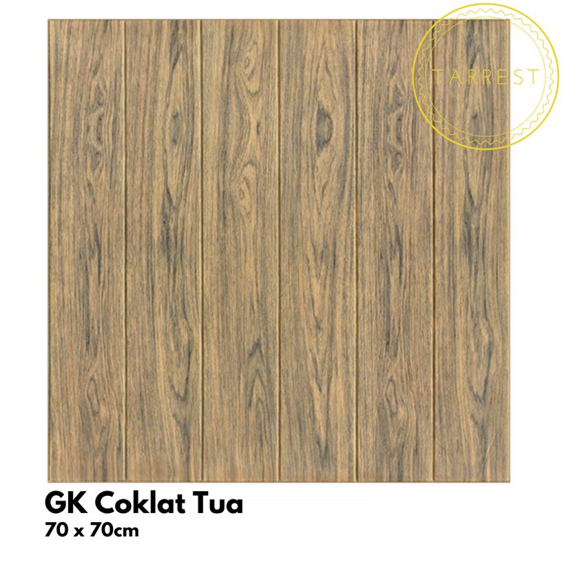 Wallpaper Dinding Foam 3D MOTIF KAYU 70 X 70CM 3MM-GK Coklat Tua 3mm