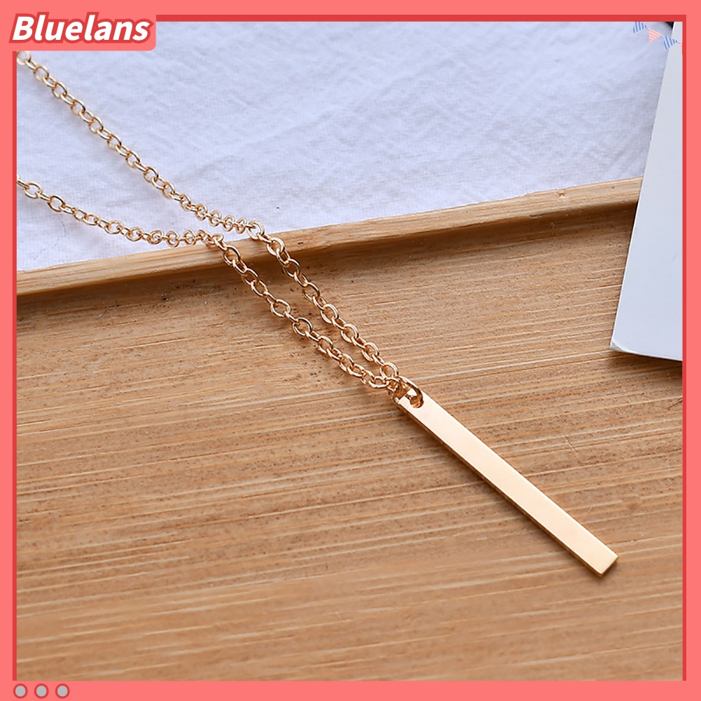 Bluelans Women Fashion Metal Bar Charm Dangle Gold Plated Chain Pendant Necklace