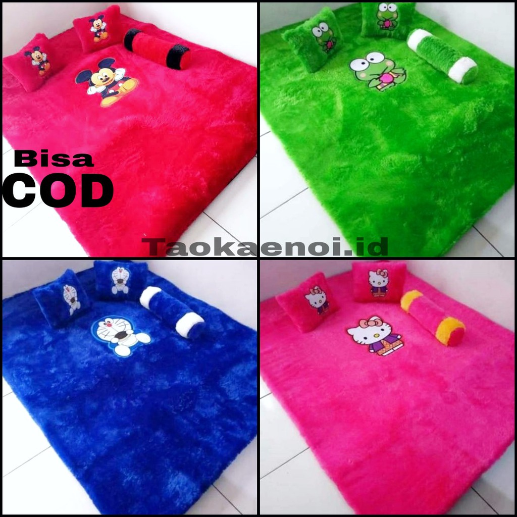 Kasur Bulu Rasfur Karakter 2 Bantal 1 Guling Ukuran 140x180 cm