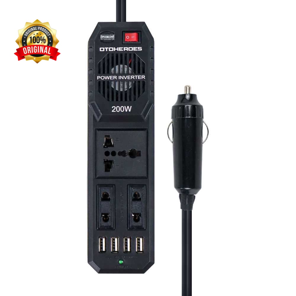 Car Mobil Power Inverter DC 12V to AC 220V 200W 4 USB Port OTOHEROES -E8981