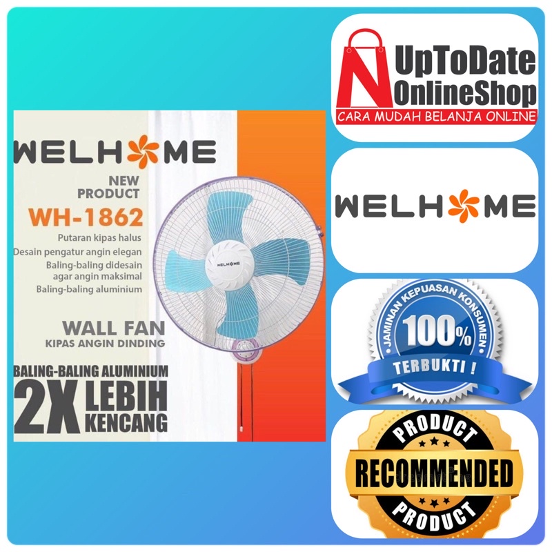 KIPAS ANGIN DINDING 18INCH WELHOME WH-1862 TURBO HIGH SPEED LOW WATT