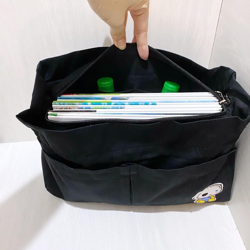 Pouch Organizer Drill Resleting Dengan Tambahan Kantong dan Bordiran