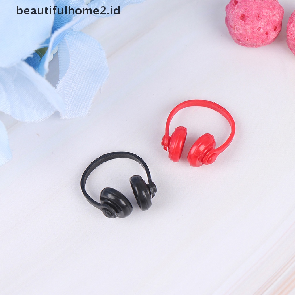 (Beautifulhome2.Id) 2pcs Miniatur Headphone Wireless Skala 1: 12 Bahan Plastik Untuk Dekorasi Rumah Boneka