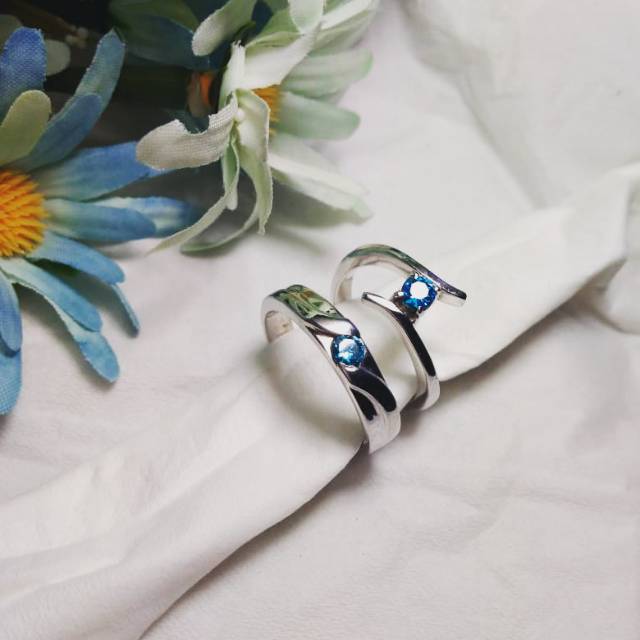 Cincin couple perak lapis emas putih