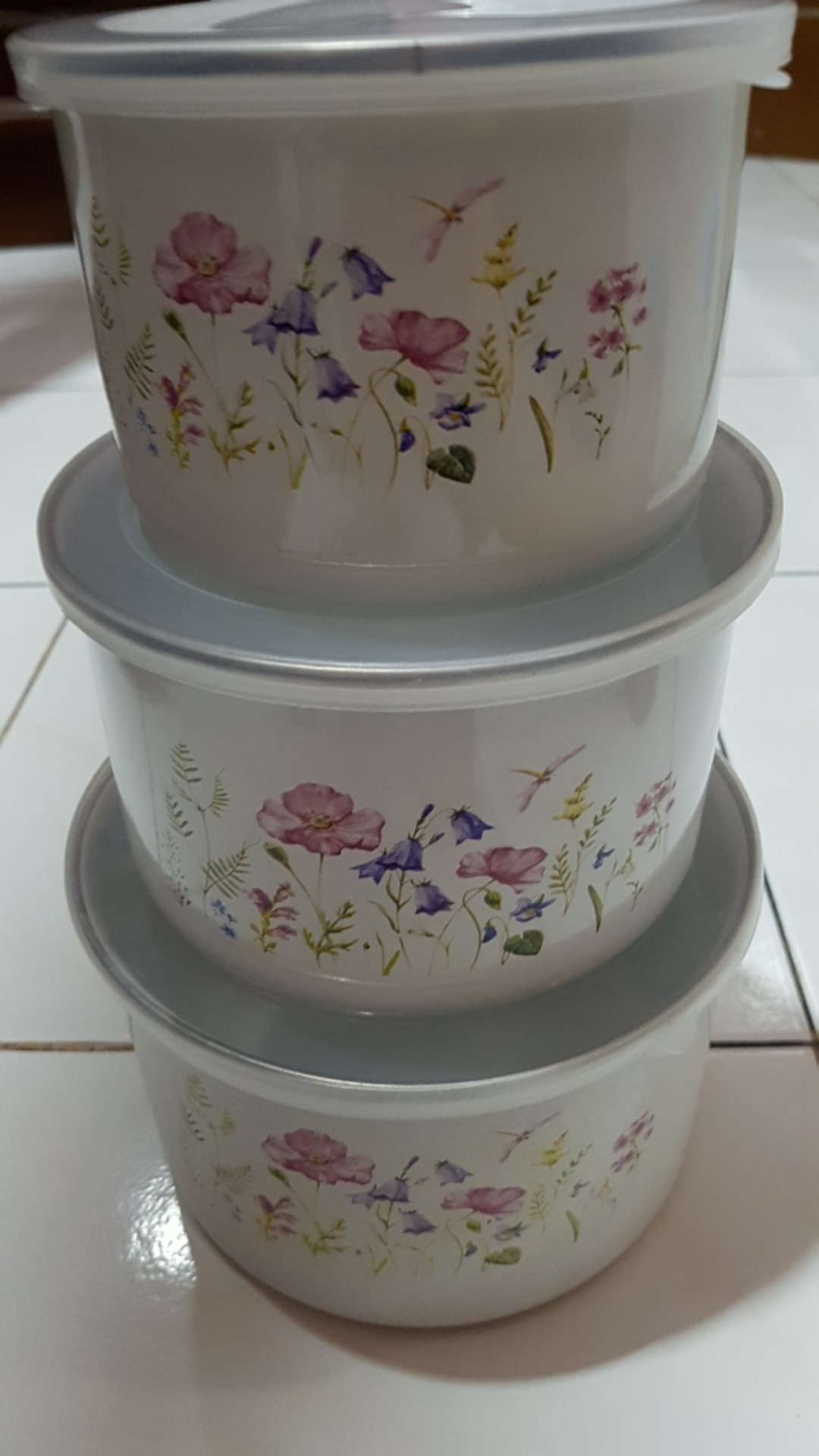 Maspion Deep Storage Bowl Enamel On Steel Rantang 3 Susun - Random