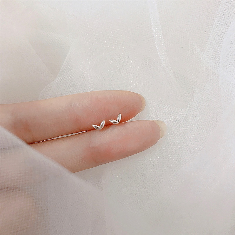 Anting Perak Trendy Silver Heart Stud Earrings Minimalist Love Flower Earring for Women Student Teen Jewelry Gift-363