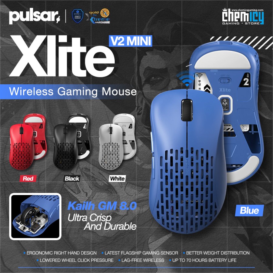 Pulsar XLITE V2 Mini Wireless 55g Ultra-Lightweight Gaming Mouse