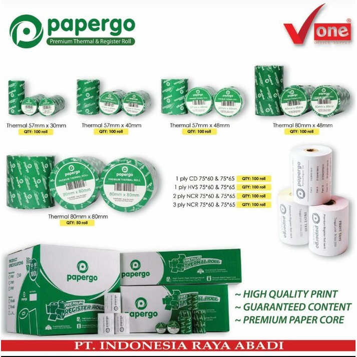 V One Thermal Paper Papergo - Satuan