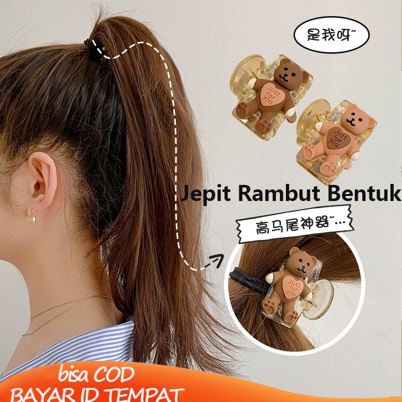 COD✨Jepit Rambut Bentuk Kartun Beruang Bahan Metal Untuk Wanita Aksesoris Retro Fashion Murah Import Ready Stock