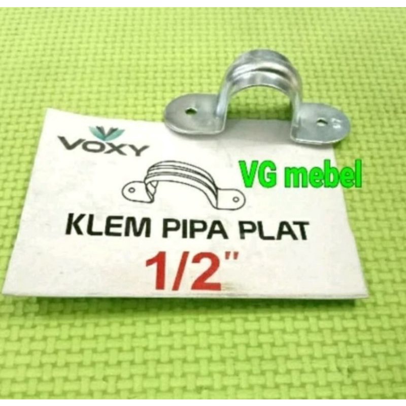 Klem Pipa Plat Besi Tebal ½" Merk VOXY - Klem Pipa PVC Paralon 12 mm (harga perbiji)