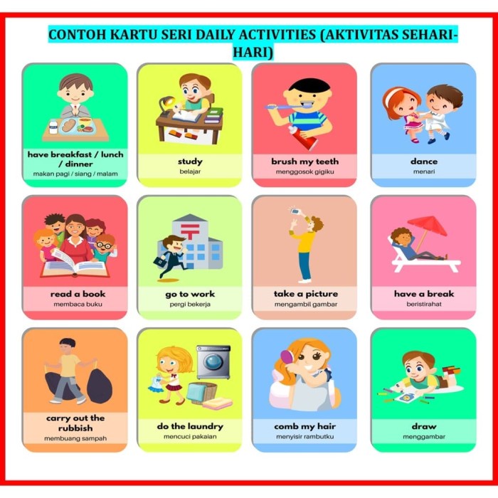 FLASH CARD FLASHCARD KARTU EDUKASI BELAJAR ANAK AKTIVITAS SEHARI-HARI