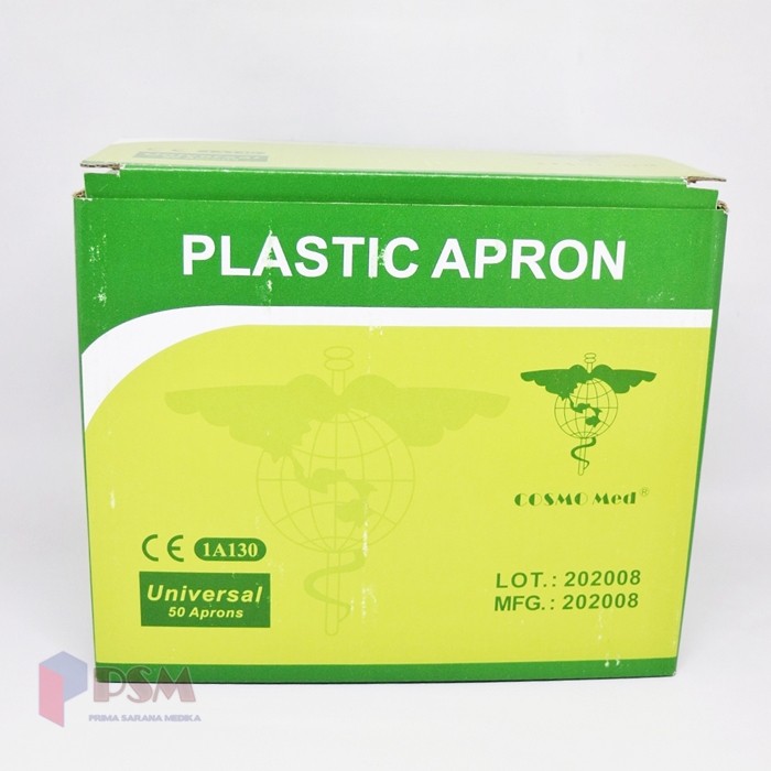 Apron Medis Alat Pelindung Diri Celemek Plastik 0,05mm Lipat Cosmomed