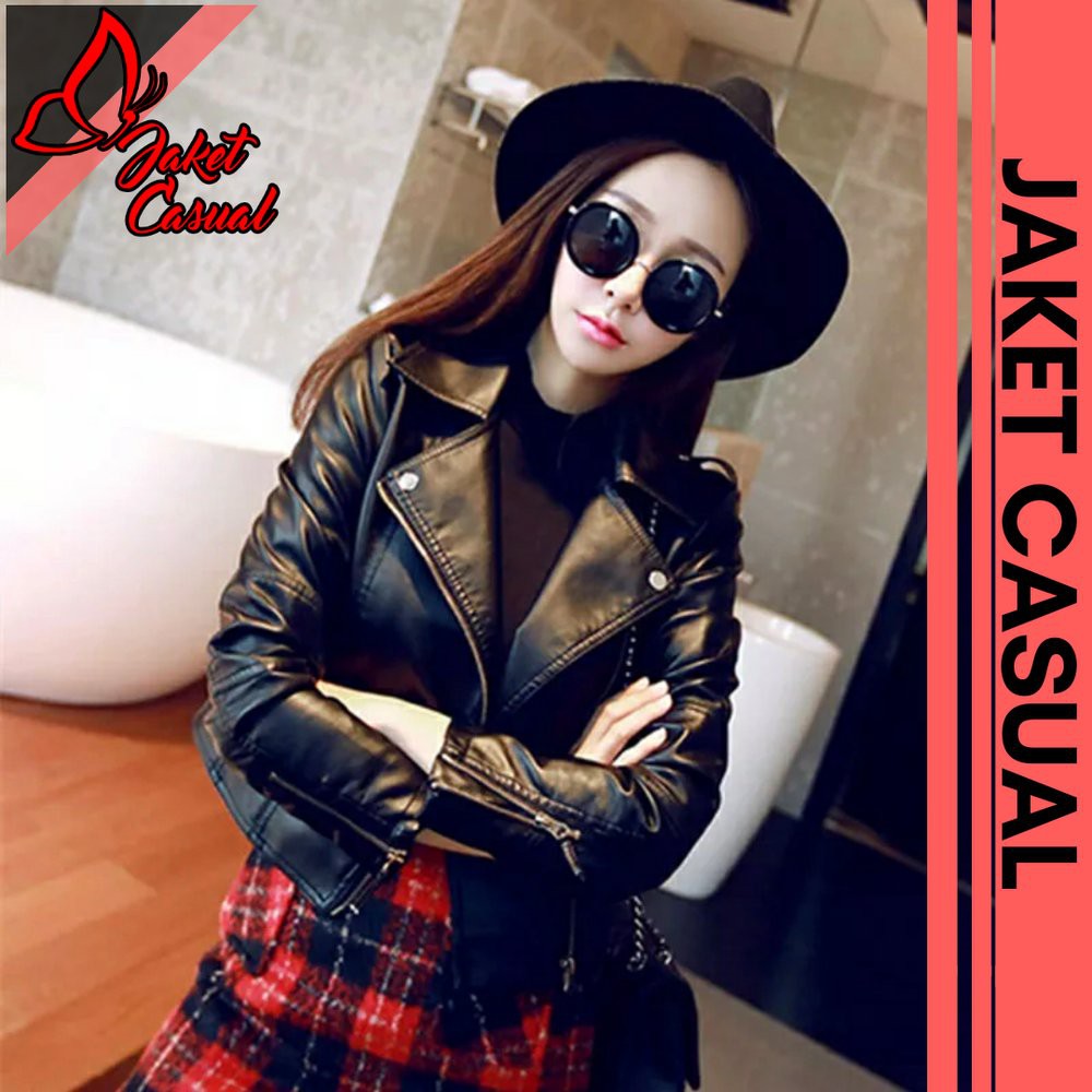Termurah Limited Edition Jaket Kulit Wanita Style Korea Warna Mocca & Jaket Rock N roll Wanita Berk