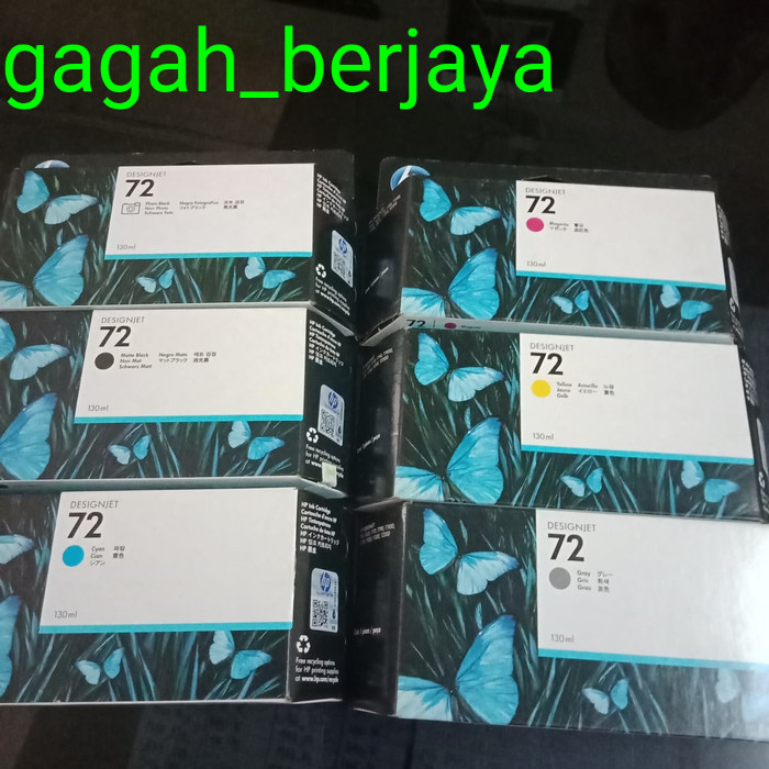 Tinta Hp Plotter 72 Semua Warna Dalam 1 Paket 6pcs Plotter Hp 72 130ml Original