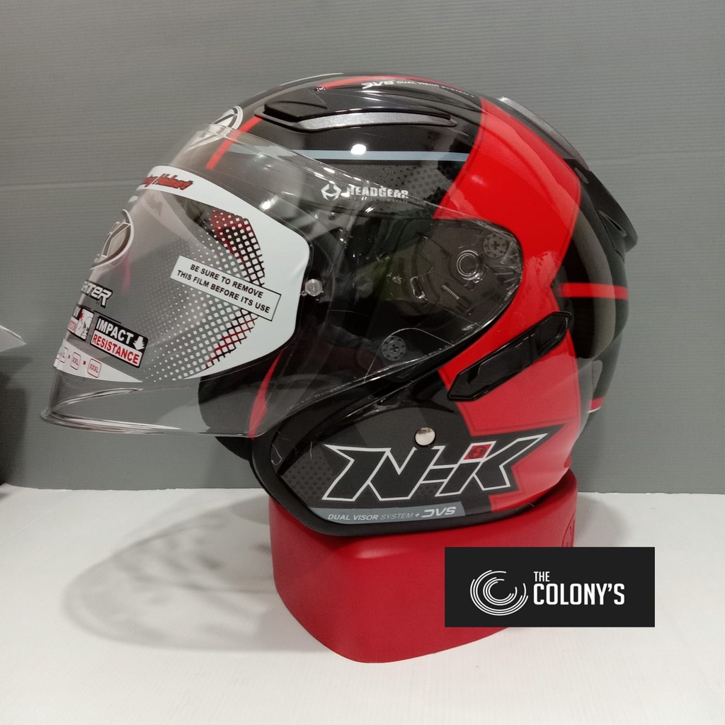 HELM NHK R1 MOTIF NAPOLEON NHK R-1 BLACK RED DOUBLE VISOR ORIGINAL NHK
