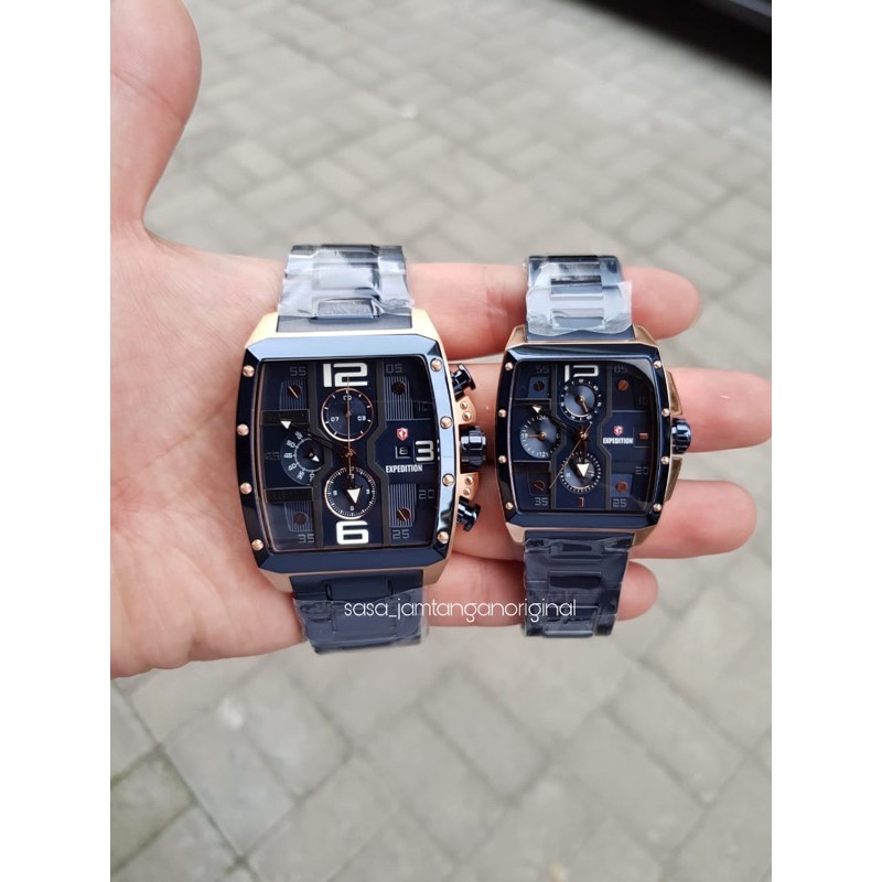Jam Tangan Expediton E 6636 / EXF 6636 Original Couple Blue Rosegold