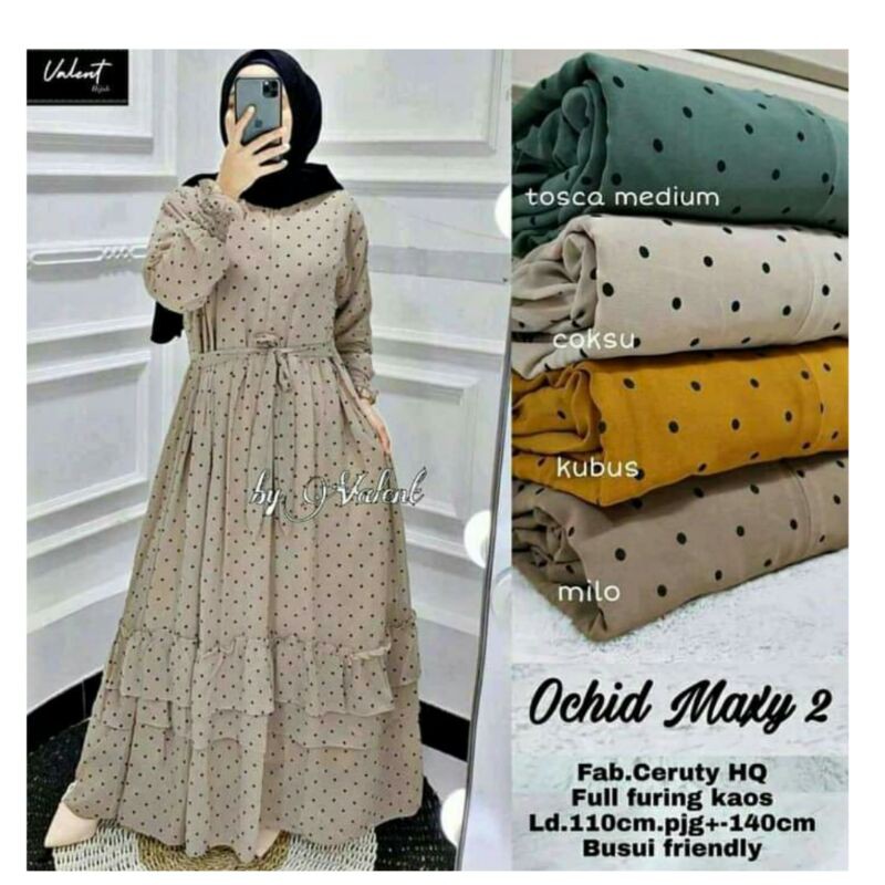 gamis ceruty polkadot