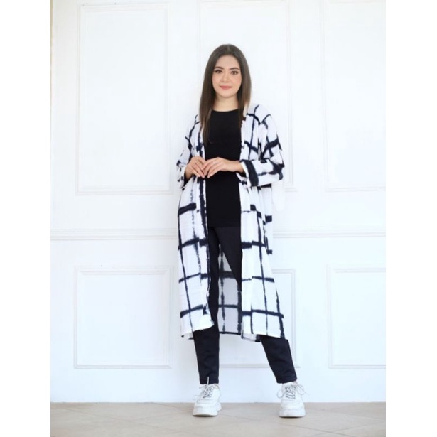 TERLARIS OUTER SABYAN TIE DYE SHIBORI LONG VEST RAYON KARDIGAN WANITA HITS KEKINIAN