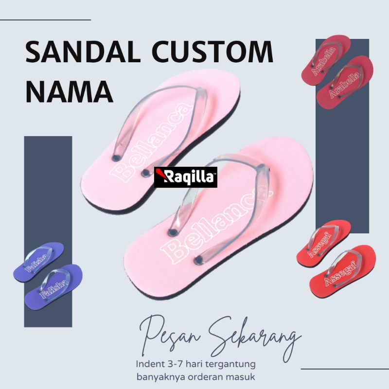 RAQILLA SHOP - SANDAL JEPIT NAMA CUSTOM NEW DESIGN SANDAL CUSTOM NAMA BEBAS