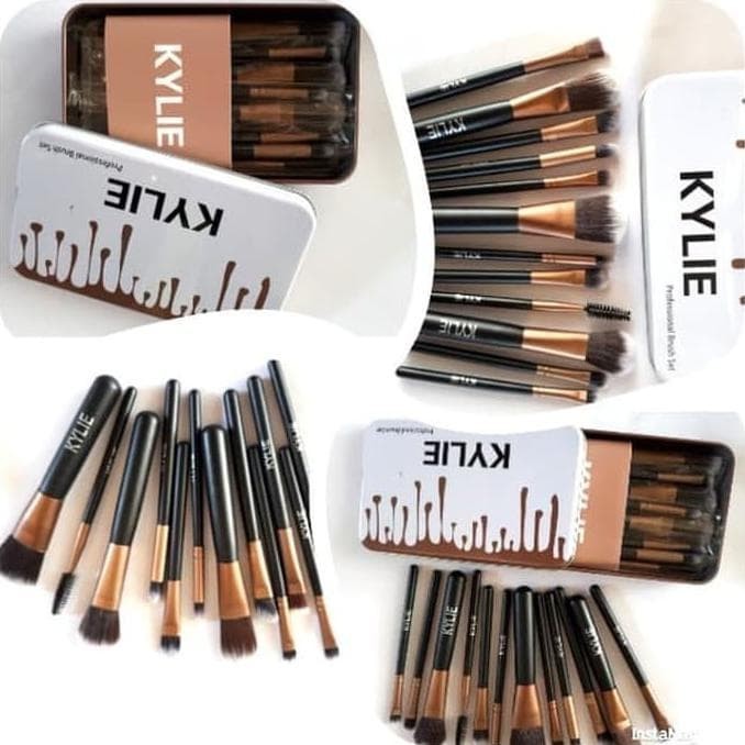 [COD] 12pcs Kylie USA Kuas Make Up Brush Set Lengkap + Kaleng l Bulu Lembut Tahan Lama Gagang Kokoh