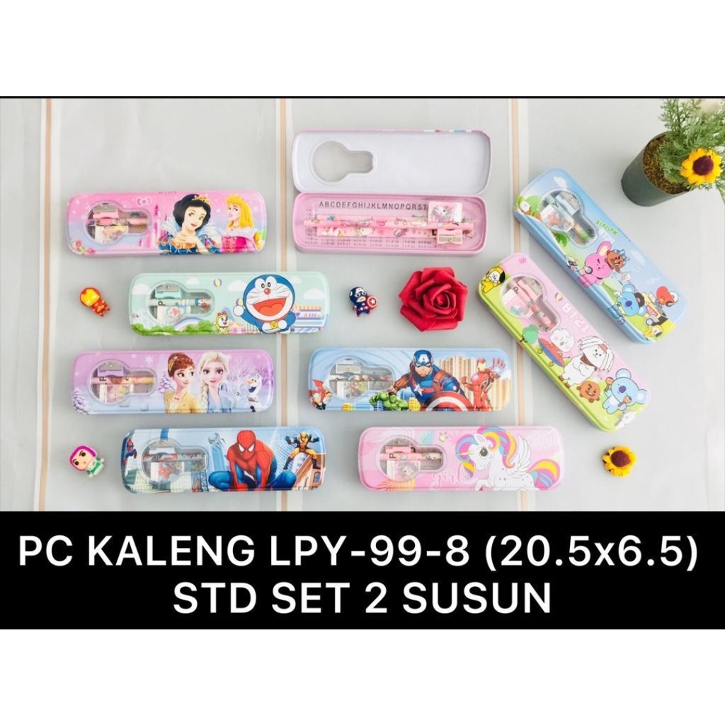 

tempat pensil kaleng kaca kode lpy 99-8 vanco 20.5x 6.5 cm isi karakter