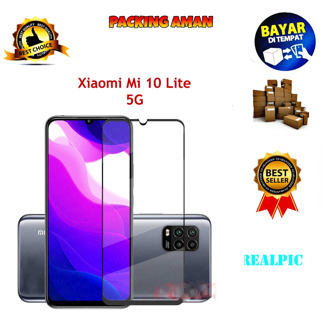 Tempered Glass Xiaomi Mi 10 Lite 5G Full Cover / Full Screen Protector Anti Gores