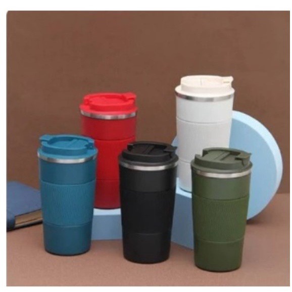 TUMBLER KOPI RUBBER GRIP 510ML STAINLESS STEEL [SWEETSPACE]