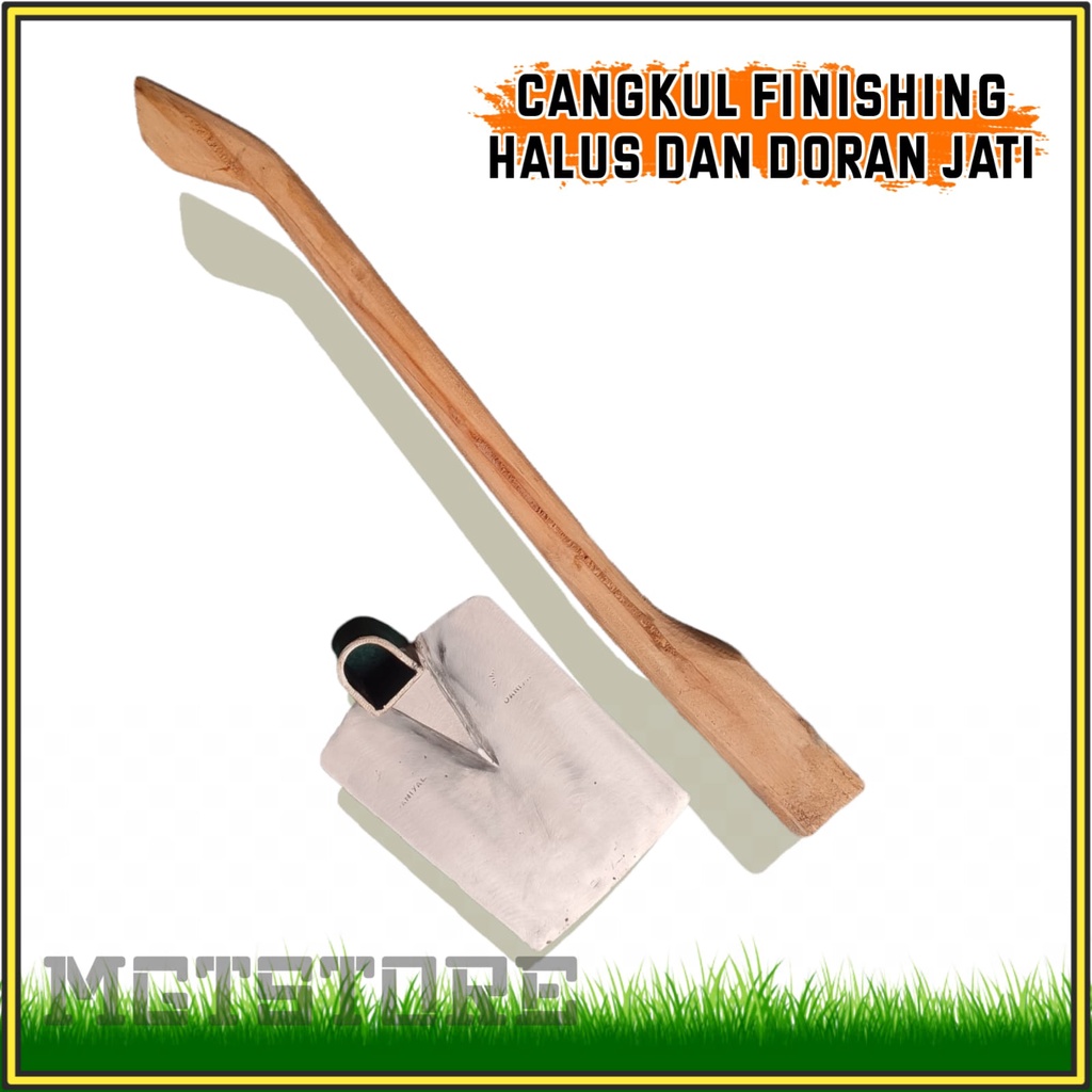 (HEMAT)Paket Cangkul Baja Putih Anti Karat dan Doran Kayu Jati Tua Halus / Cangkul Jawa / Cangkul Ba
