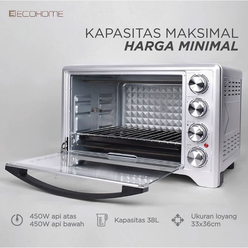 Oven Listrik Ecohome Air Fryer Oven Platinum 38 L