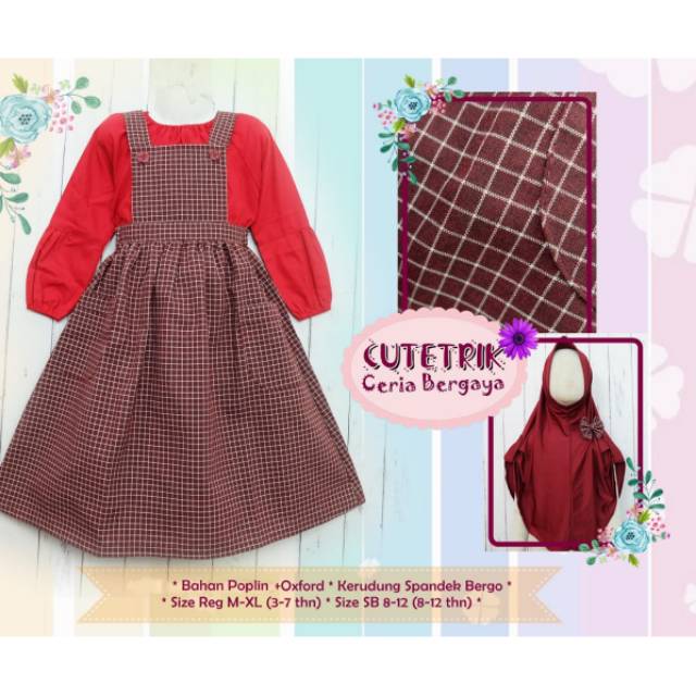 Gamis overall kotak maron