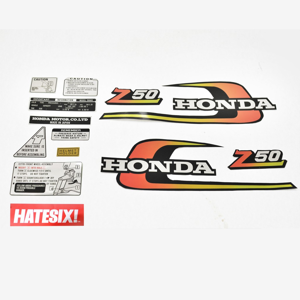 Sticker Decal Honda Z50 1975 Hatesix