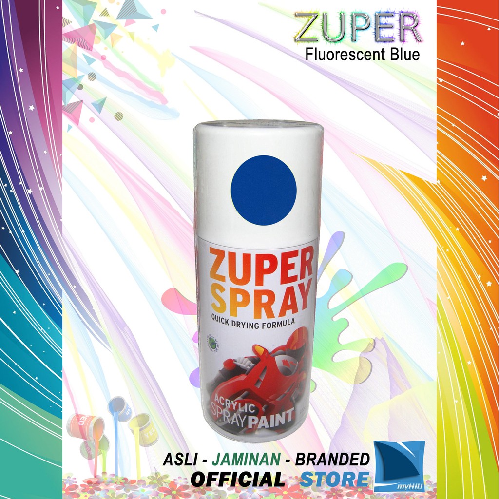 Cat Semprot Warna Biru Fosfor Setabilo 300cc / Fluorescent Blue Spray Paint ZUPER