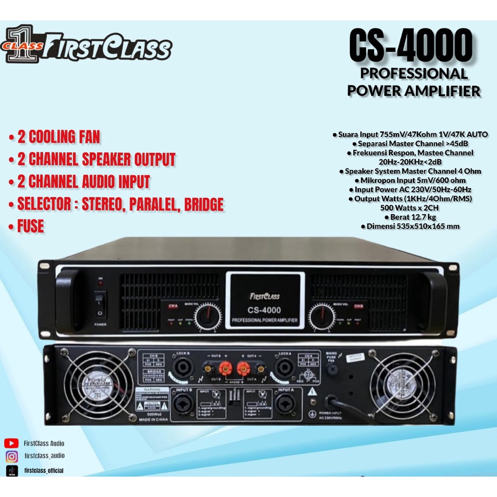 Power Amplifier Firstclass FCA CS 4000 FCACS4000 Original Garansi 1 tahun