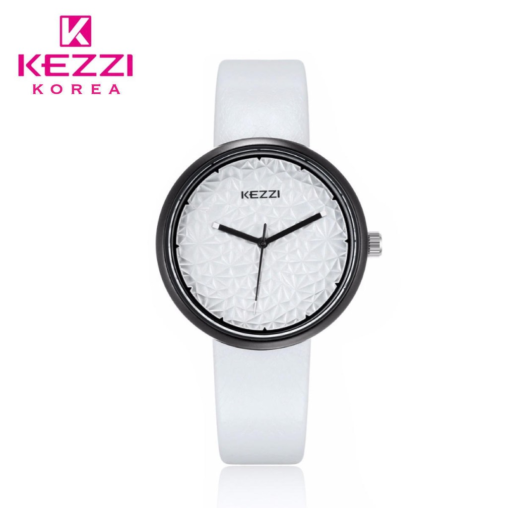 Kezzi Korea 1809 - Jam Tangan Fashion Wanita dan Pria - Putih - Model Analog