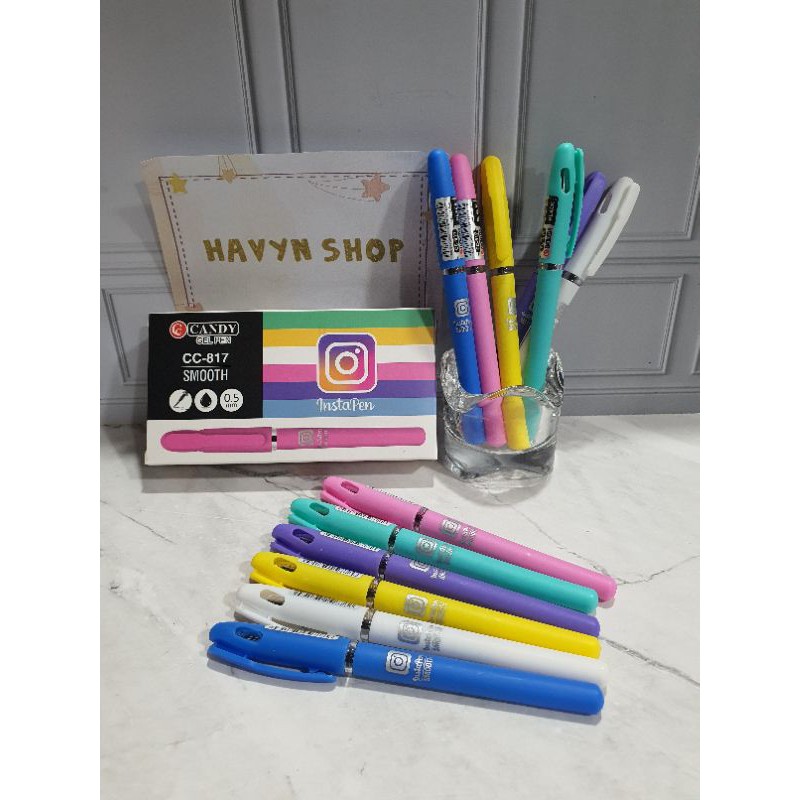 (12pc) Pen Gel Apel /Pen Ipen/Pen murah/pen gel murah/gel pen/bolpen/ballpoint apel-Instagram