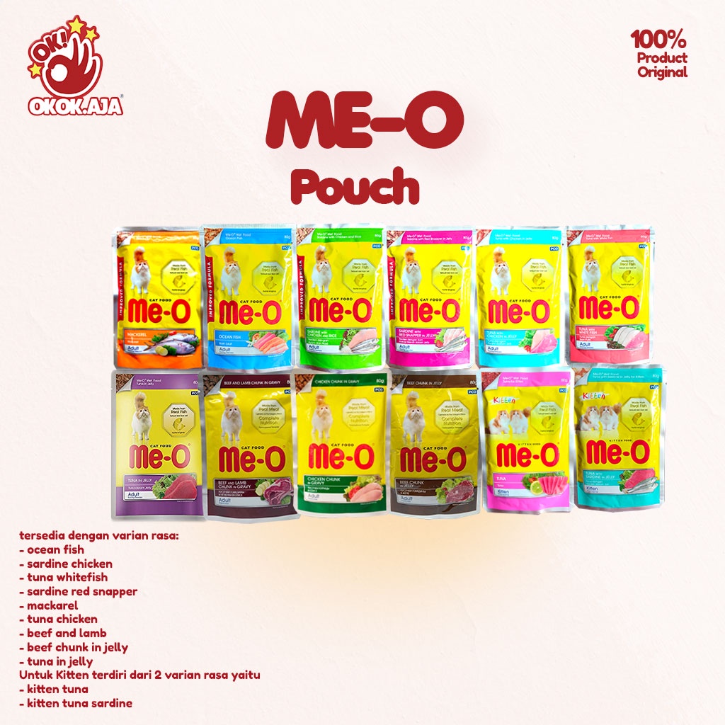 Makanan Kucing basah MEO pouch 80g Adult &amp; Kitten - Meo sachet