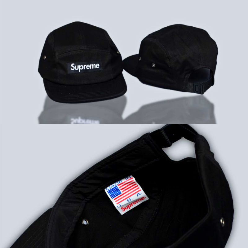 Topi 5 Panel Supreme Logo Box Black Caps High Quality