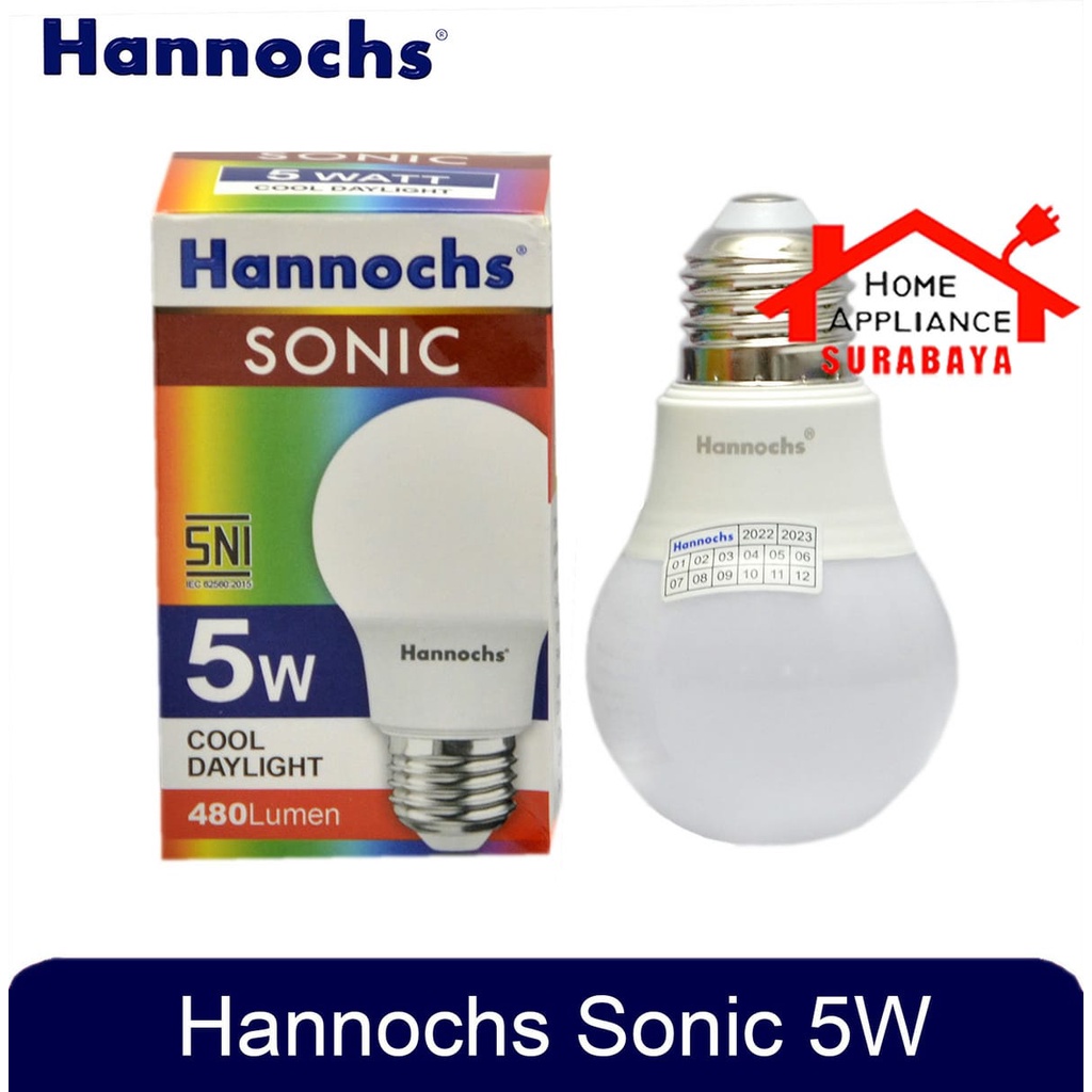 Lampu Bohlam LED Hannochs Sonic 5W 5 Watt Cahaya Putih 6500K - Cool Daylight