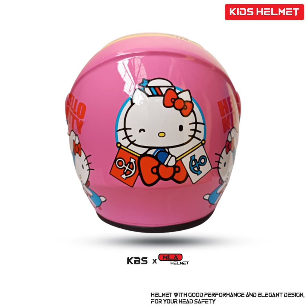 Helm Half Face Anak Junior KBS x MLA Motif Hello Kity Untuk Usia Anak 3-7 tahun COD