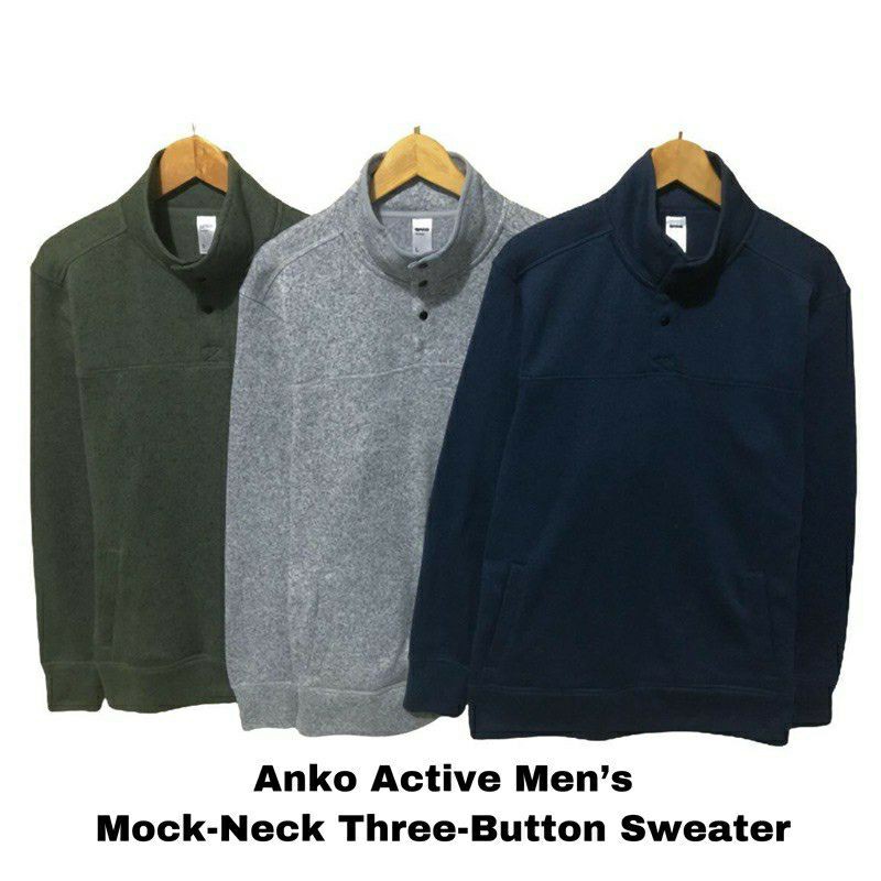 anko active mens sweater button