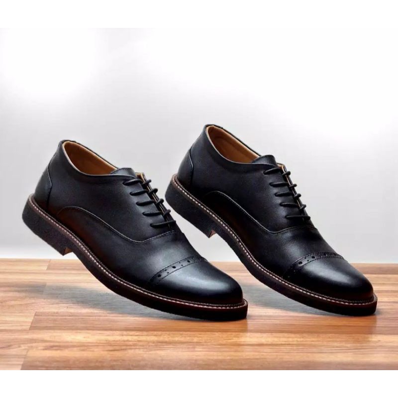 SEPATU SEMI PENTOFEL OXFORD FORMAL KULIT ASLI ELEGAN TRENDY REYLL JAZZ ORIGINAL