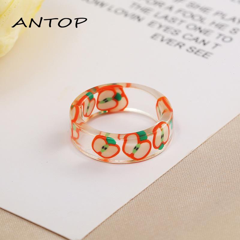 Cincin Resin Transparan Motif Buah Warna-Warni Gaya Korea Untuk Wanita